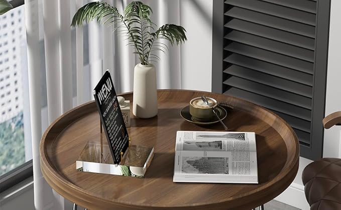 SVENJBB Acrylic Easel Display Stand with Adjustable Silver-Toned Pegs for Art, Photos, and Plates, Modern Clear Acrylic Stand for Cookbook, Invitations, Cards, 2Pack