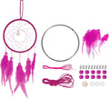 PATIKIL DIY Dream Catcher Kit, Making Dream Catcher Supplies Wall Hanging Handmade Dream Catcher Kits for Beginner Style 3, Rose Red