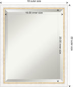 Amanti Art White Wall Mirror 22x18 Morgan White Gold Rectangle Bathroom Mirror for Wall Decor Living Room, Small Modern Wood Frame, Hangs Horizonally and Vertically, Bathroom Decor, Beveled Edge