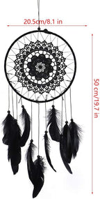 Dream Catcher, Wall Mounted Dream Catcher Feathered Dream Catcher Handmade Dream Catcher Black Boho Bedroom Dream Catcher