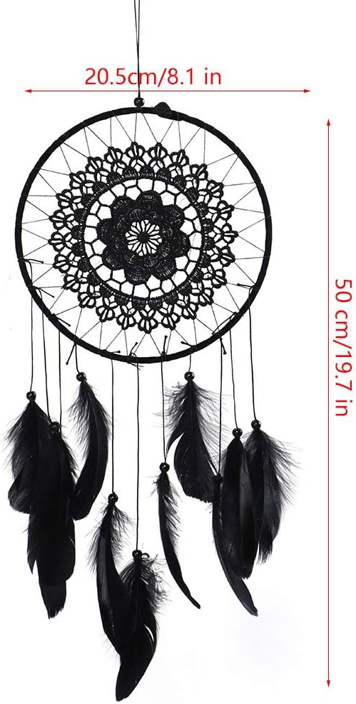 Dream Catcher, Wall Mounted Dream Catcher Feathered Dream Catcher Handmade Dream Catcher Black Boho Bedroom Dream Catcher