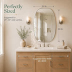 USHOWER Silver Oval Arch Bathroom Mirrors for Over Sink, 20x30 Inch Bathroom Vanity Mirror for Bathroom, Bedroom, Vanity, Entryway, Aluminium Frame, Anti-Rust, Modern Wall Decor