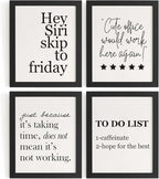 DSHFG Funny Motivational Office Wall Art Decor Prints Set of 4, Black Motivational Wall Decor Trendy Retro Posters for Office Home Decor, 8x10 Unframed