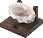 Hipiwe Rock Display Stand Three Peg Easel Holder with Square Base Walnut Display Stand for Geodes Mineral Agate Collectibles, 3.3" L x 3.3" W x 2.1" H
