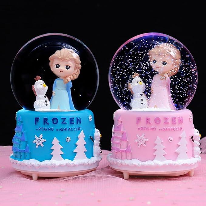 Snow Globe, Princess Snow Globes for Girls, 3.14 Inch Music Snowglobe with Automatic Snowflakes, Christmas Birthday Princess Gifts for 6 7 8 9 10 11 12+ Year Old Girls Kids (Pink)