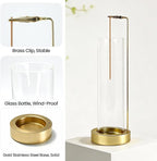 Incense Holder for Sticks, Anti-Ash Flying Incense Burner with 30 Incense Sticks, Detachable Glass Ash Catcher (Stainless Steel, Gold)