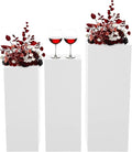 3Pcs Square Display Pedestal Stands Set for Party, Metal Display Stand Plinth Pillars, Cake Stands Pillars for Wedding Birthday Art Decor Risers, 11.8*31.5" (L), 11.02*25.6" (M), 10.24*23.6" (S)