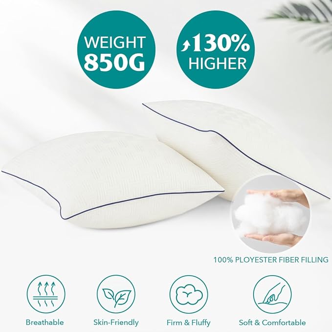 Oubonun 20 x 20 Pillow Inserts Set of 2 - Square Decorative Throw Pillows for Couch Bed Sofa Living Room 100% Polyester Filling Beige 20 Inch Pillows