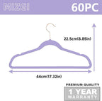 MIZGI Premium Velvet Hangers (60 Pack) Heavy Duty - Non Slip Felt Hangers - Velvet Suit Hanger Light Purple - Rose Gold Hooks,Space Saving Clothes Hanger