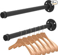 2 Pcs 12 Inch Industrial Pipe Clothes Rack DIY Wall Mounted, Heavy Duty Rustic Vintage Clothing Rod, Metal Garment Bar Multi-Purpose Hanging for Bedroom, Bathroom, Cabinet and Laundry Room