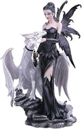 George S. Chen Imports SS-G-91466 Black Fairy with White Dragon Collectible Figurine Decoration Statue