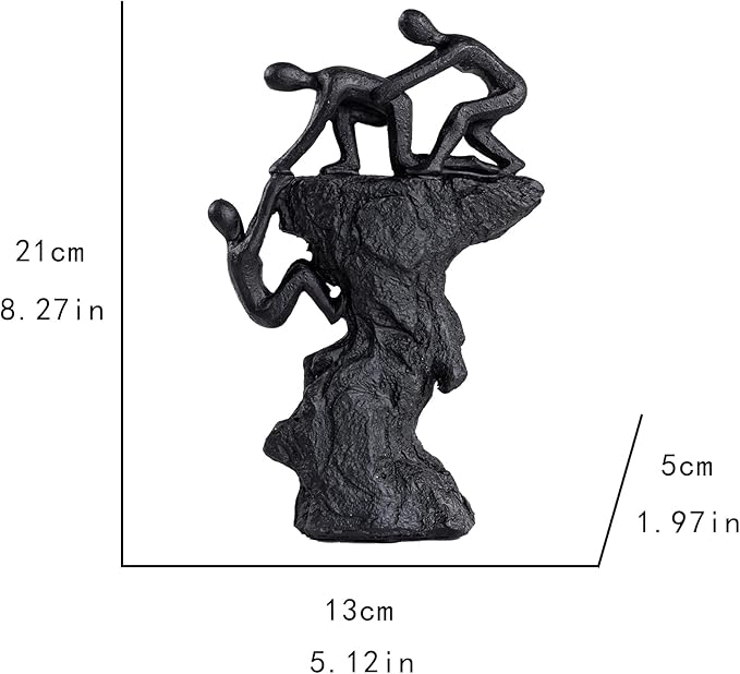 Hebdids - Abstract Wall-Climbing Sculpture in Matte Black,Living Room and Office Dynamic Climbing Wall Character Decoration, Black Statue, 8.27 x 5.12 x 1.97inches Elegant Black Home Decoration Gift