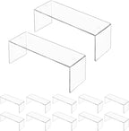 Aminigram 12 Pack Large Acrylic Risers Display Stands,Perfume Organizer Stand, Clear Acrylic Shelf for Show Decor Display, Toys, Cupcake and More(12.4 x 4 x 4.6 inches)
