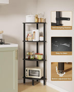 IBUYKE 4 Tier Corner Shelf Stand,Industrial Corner Display Rack,Corner Bookshelf for Living Room, Bedroom, Kitchen, Home Office, Black WBC014B