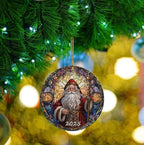 Christmas Ornaments, Stained Glass Style, Round Fun Acrylic Decoration Gifts (Christmas Tree)