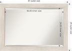 Amanti Art White Wall Mirror 29x41 Hardwood White Wash Rectangle Bathroom Mirror for Wall Decor Living Room, Large Country Rustic Wood Frame, Hangs Horizonally and Vertically, Bathroom Decor, Beveled