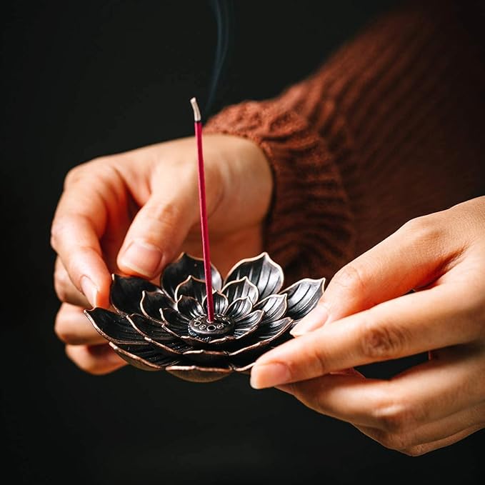 GARMOLY 3 Pack Brass Lotus Incense Holder, Incense Sticks Burner, Incense Ash Catcher