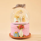 LOVE FOR YOU Gift Wrapped Music Box Cat Lovers Flower Basket Musical Snow Globe Decoration for Girls and Women Kids Niece Sister Daughter Mom Granddaughter Grandma Christmas Birthday Present