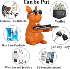 Modern Decor Resin Orange Bulldog Tray Statue Tray Storage Key Holder Candy Jewelry Earrings Tray Suitable for Home Decor Modern Art Dining Table Decor Office Small Object Tray