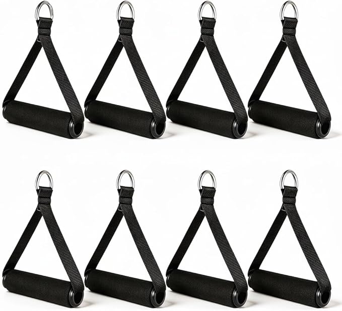 Garneck 4pcs Resistance Band Handles Plastic D Ring Exercise Strap Foam Handle Band Fitness Equipment for Home Gym Overhead Strength Training Stretching Black