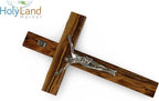 Holy Land Market Olive Wood Cross 10 Inch Crucifix - Hand Carved Catholic Wall Decor from Bethlehem, Home Decor with Certificate & Lord's Prayer Card, Supports Christians in Holy Land