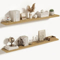 Vivelove 10" Deep Floating Shelves with Invisible Brackets, 55" Wall Shelves for Bathroom Bedroom Kitchen Living Room Laundry Room, Modern Rustic Shelves for Home Decor, 55"x10.2"x1.5", Set of 2, Oak