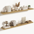 Vivelove 10" Deep Floating Shelves with Invisible Brackets, 55" Wall Shelves for Bathroom Bedroom Kitchen Living Room Laundry Room, Modern Rustic Shelves for Home Decor, 55"x10.2"x1.5", Set of 2, Oak