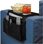 Sofa Armrest Organizer, Couch TV Remote Storage Organizer with Pockets for Recliner Armchair Snacks Glasses Smartphone Magazines Pouch (Grey+Grey)