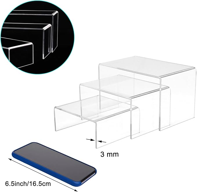 Cerpourt 2 Sets Acrylic Display Risers(4",5",6") Product Stand ((4"x5"x6") Clear Risers)