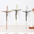ACHIBANG 10" Crucifix Wall Cross 3 Pack – Gold, Silver & Copper Jesus Crosses for Wall, Catholic Crucifix Wall Decor for Home or Over-the-Door Blessing