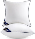 Siluvia 20"x20" Pillow Inserts Set of 2 Decorative Square Square Throw 20 Pillows with 100% Cotton Cover for Sofa, Couch, and Bed - White