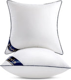 Siluvia 20"x20" Pillow Inserts Set of 2 Decorative Square Square Throw 20 Pillows with 100% Cotton Cover for Sofa, Couch, and Bed - White