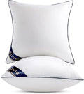 Siluvia 18"x18" Pillow Inserts Set of 2 Decorative Square Throw 18" Pillows with 100% Cotton Cover for Sofa, Couch, and Bed - White