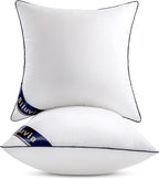 Siluvia 18"x18" Pillow Inserts Set of 2 Decorative Square Throw 18" Pillows with 100% Cotton Cover for Sofa, Couch, and Bed - White