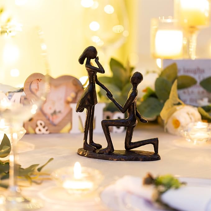 Sziqiqi Anniversary Wedding Gifts for Couple: 6th Anniversary Iron Gift for Her Him Husband Wife - 1 Year Wedding Gifts for Engagement Christmas Valentines Birthday - Couple Sculptures for Home Decor