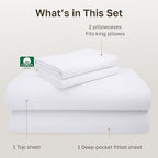 California Design Den California King Sheet Set - Luxury 600 Thread Count 100% Cotton Sateen, Deep Pocket Sheets with All Around Elastic for a Snug Fit, Hotel Quality Bedding Set - White
