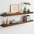 Homeforia Classic Walnut 36 inch Floating Shelf, High End Solid Real Wood Small 36inch Floating Shelves for Wall Mounted, 36in Floating Shelves, Heavy Duty Bracket, 36 X 6.5 X 1.75 inches, Set of 2