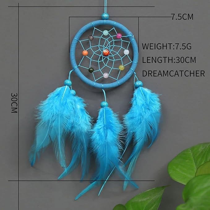 Green Small Dream Catcher with Feathers Wall Hanging Ornament Indian Style Decoration Wind Chimes for Car Home Wall Decor