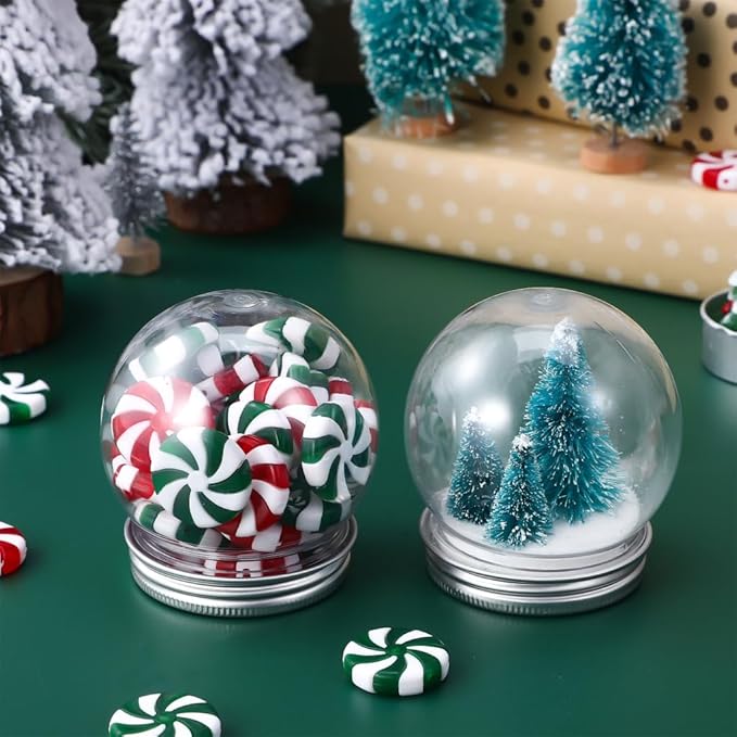 Garneck 10pcs Plastic Water Globes DIY Snow Globe with Screw Off Caps Crafts Candy Storage Boxes and Decorative Display Lightweight and Reusable