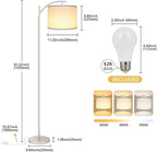 Floor Lamp for Living Room with 3 Color Temperatures LED Bulb, Standing Lamp Tall Industrial Floor Lamp Reading for Bedroom, Office (9W LED Bulb, White Lampshade Included) -Silver