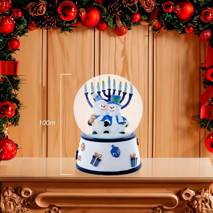 Kurt Adler 100MM Musical Wind-Up Hanukkah Snowman Water Globe