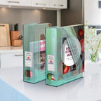 Acrimet Magazine File Holder Bin Storage, Vertical Rack for Documents, Folders and Mail, Durable Plastic Desk Organizer for Office & Home (Clear Green Color) (2 Pack)
