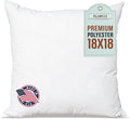 Pillowflex Premium Polyester Throw Pillow Insert - 18x18 - Ultra Soft Small Square Throw Pillow, Couch Sham, Lumbar, Back, Sofa - Machine Washable - Decorative Accent Form - 1 Soft Pillow