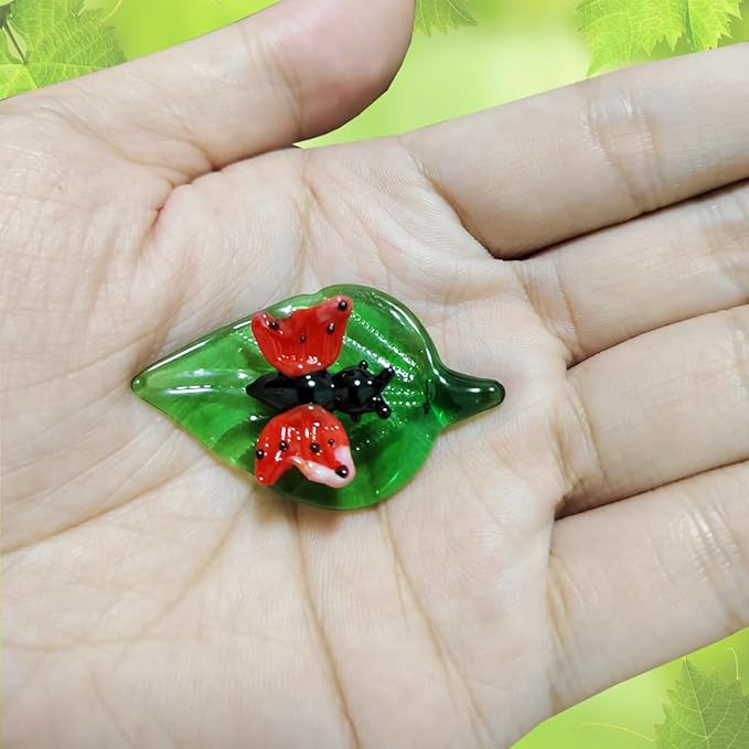 Tiny 2.16" Long Butterfly Figurine - Miniature Hand Blown Glass Butterfly Insect Colorful Crystal Animals Statue Decorative Collectible Figurines Décor Gifts