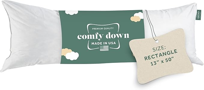 ComfyDown Decorative Throw Pillow Insert, Down and Feather Fill, 100% Cotton Cover, 233 Thread Count - Made in USA (13" X 50")