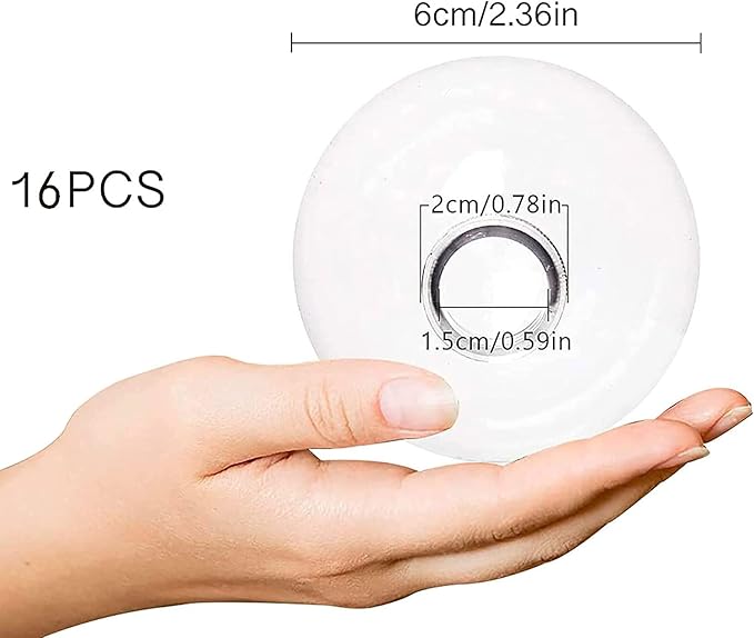 16 pcs Hanging Clear Plastic Fillable Ornaments, 2.36" DIY Christmas Balls Craft Ornaments for Christmas Tree, Halloween and Wedding Birthday Party Decorations, Creative Gifts (60 mm)