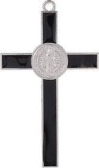 VINETEN Crucifix Wall Cross, Catholic Crosses with Black Enamel - Crucifix for Wall, Jesus Christian Wall Hanging Cross for Home Decor 4 Inch