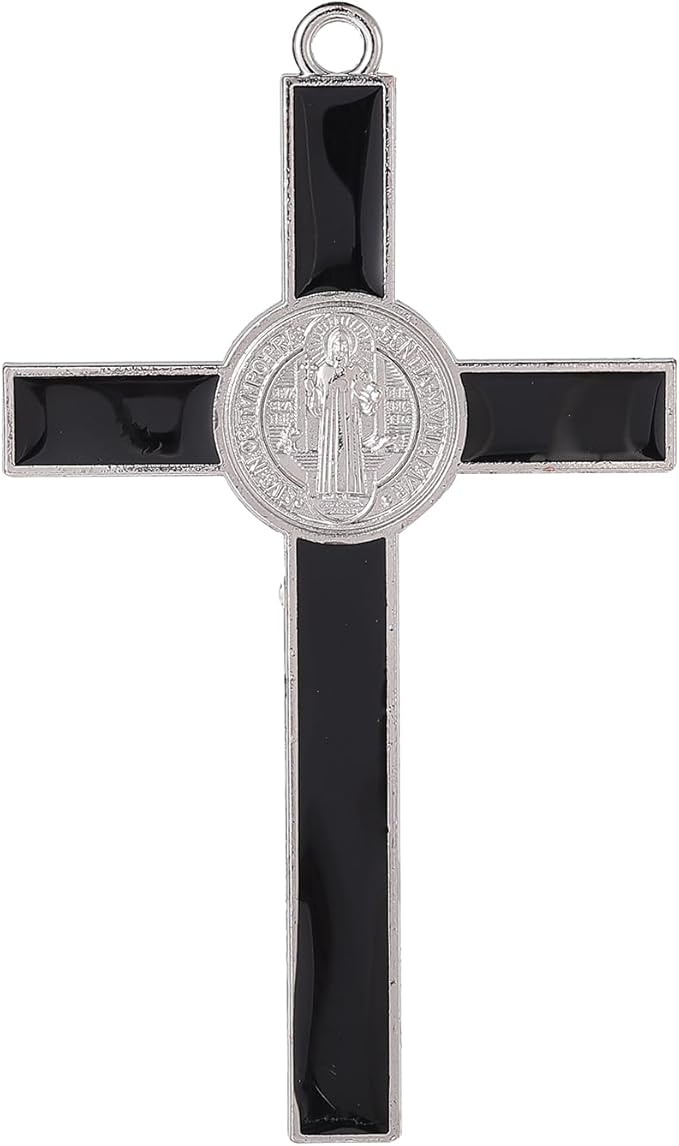 VINETEN Crucifix Wall Cross, Catholic Crosses with Black Enamel - Crucifix for Wall, Jesus Christian Wall Hanging Cross for Home Decor 4 Inch