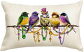 RABUSOFA Mardi Gras Pillow Cover 12x20 Inch Birds Beads Decorative Pillow Case Holiday Decorations for Home Sofa Couch