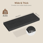 RALGEND Floating Shelves for Wall, 1.5" Thick Wall Shelf Set of 3 with Invisible Brackets, 23.6L x 7.9W Hanging Book Shelves Farmhouse Home Decor for Bathroom, Living Room, Bedroom, Black 6301BJP3BK